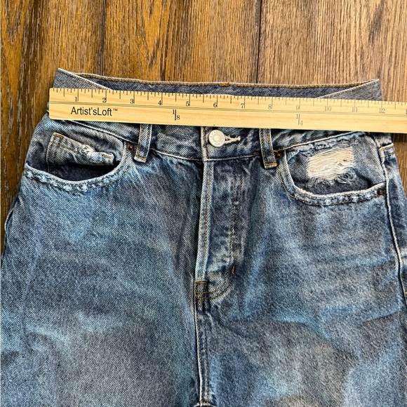 PacSun Women’s Blue High Rise Straight Distressed Button Fly Jeans Size 25 - Picture 7 of 11